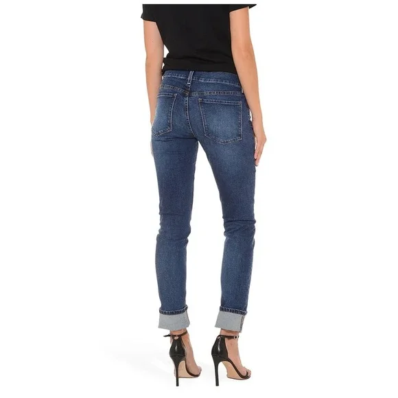 Mott & Bow Boyfriend Jeans Women's 29x28 Mid Rise Slim Straight Ridge Wash Denim - Picture 2 of 7